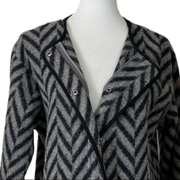 Talbots Women's Wool Blend Coat Zip Front Gray Black Herringbone Size XS - Picture 8 of 13